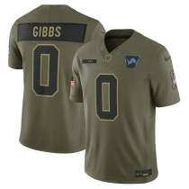 Men's Detroit Lions #0 Gibbs Olive 2025 F.U.S.E. Salute to Service Limited  Jersey