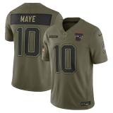 Men's New England Patriots #10 Drake Maye Olive 2025 F.U.S.E. Salute to Service Limited  Jersey
