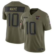 Men's New England Patriots #10 Drake Maye Olive 2025 F.U.S.E. Salute to Service Limited  Jersey