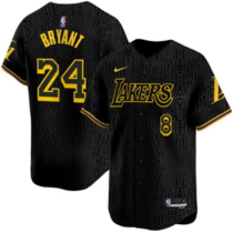 Men's Los Angeles Lakers Front #8 Back #24 Kobe Bryant Black Jersey
