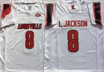 NCAA Louisville Cardinals #8 Lamar Jackson College Football Stitched White Jersey