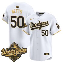 Men's Los Angeles Dodgers #50 Mookie Betts White 2025 World Series Vapor Premier Limited Jersey