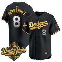 Men's Los Angeles Dodgers #8 Enrique Hernández Black 2025 World Series Vapor Premier Limited Jersey
