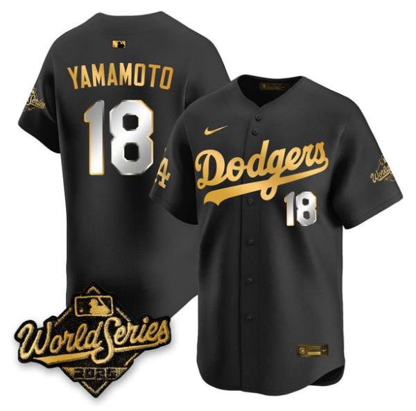 Men's Los Angeles Dodgers #18 Yoshinobu Yamamoto Black 2025 World Series Vapor Premier Limited Jersey