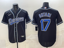 Men's Los Angeles Dodgers #17 Shohei Ohtani 2025 World Series Black Jersey