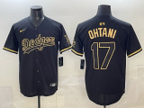 Men's Los Angeles Dodgers #17 Shohei Ohtani 2025 World Series Black Jersey