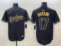 Men's Los Angeles Dodgers #17 Shohei Ohtani 2025 World Series Black Jersey