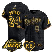 Copy MLB Los Angeles Dodgers Front #8 Back #24 Kobe Bryant Mamba Black Jersey