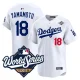 Men's Los Angeles Dodgers #18 Yoshinobu Yamamoto White  2025 World Series Home Stitched Jersey