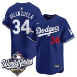 Men's Los Angeles Dodgers #34 Fernando Valenzuela Blue 2025 World Series Home Stitched Jersey