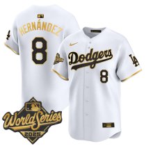 Men's Los Angeles Dodgers #8 Kike Hernandez White 2025 World Series Vapor Premier Limited Jersey