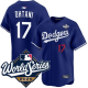 Men's Los Angeles Dodgers #17 Shohei Ohtani Blue 2025 World Series Home Stitched Jersey