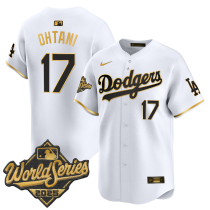 Men's Los Angeles Dodgers #17 Shohei Ohtani White 2025 World Series Vapor Premier Limited Jersey