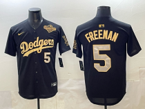 Men's Los Angeles Dodgers #5 Freddie Freeman 2025 World Series Black Jersey