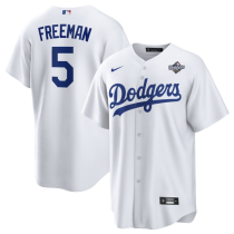 Men's Los Angeles Dodgers #5 Freddie Freeman White 2025 World Series Home Stitched Jersey