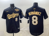 Men's Los Angeles Dodgers #8 Enrique Hernández 2025 World Series Black Jersey