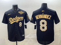 Men's Los Angeles Dodgers #8 Enrique Hernández 2025 World Series Black Jersey