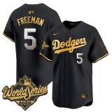 Men's Los Angeles Dodgers #5 Freddie Freeman Black 2025 World Series Vapor Premier Limited Jersey