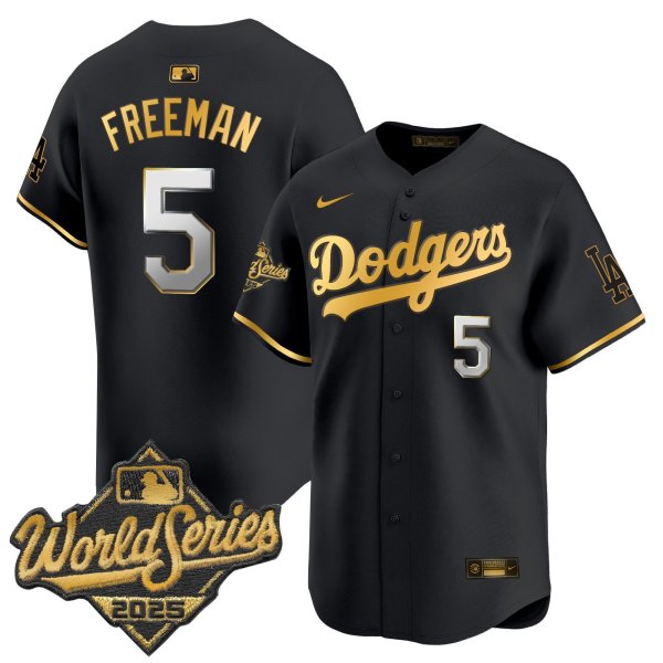 Men's Los Angeles Dodgers #5 Freddie Freeman Black 2025 World Series Vapor Premier Limited Jersey