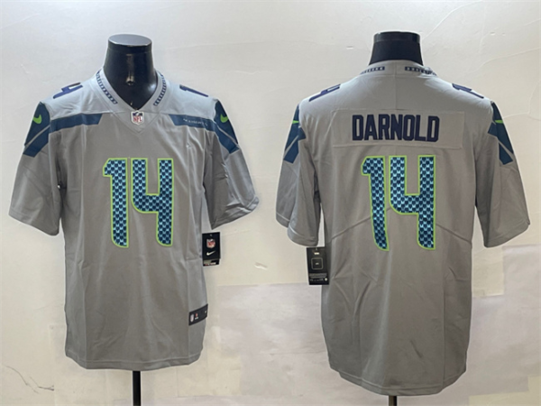 Men's Seattle Seahawks #14 Sam Darnold Grey 2025 Vapor Limited Jersey