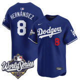 Men's Los Angeles Dodgers #8 Kike Hernandez Blue 2025 World Series Home Stitched Jersey