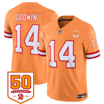 Men's Tampa Bay Buccaneers #14 Chris Godwin Orange 2025 F.U.S.E. 50th Anniversary Patch Jersey