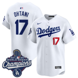 Men's Los Angeles Dodgers #17 Shohei Ohtani White 2025 Champions Stitched Jersey