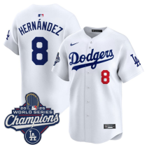 Men's Los Angeles Dodgers #8 Enrique Hernandez White 2025 Champions Stitched Jersey