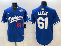 Men's Los Angeles Dodgers #61 Klein Blue 2025 World Series Home Stitched Jersey