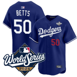 Men's Los Angeles Dodgers #50 Mookie Betts Blue 2025 World Series Home Stitched Jersey
