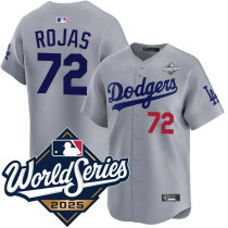 Men's Los Angeles Dodgers #72 Miguel Rojas Grey 2025 World Series Jersey