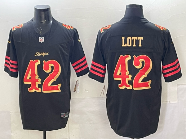 Men's San Francisco 49ers #42 Ronnie Lott Black 2025 F.U.S.E. “Rivalries” Vapor Limited Jersey