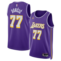 Men's Los Angeles Lakers #77 Luka Dončić Purple 2025 Statement Edition Jersey