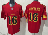 Men's San FranciscoSan Francisco 49ers #16 Joe Montana Red 2025 F.U.S.E. “Rivalries” Vapor Limited Jersey