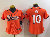 Women Denver Broncos #10 Bo Nix Orange Baseball Stitched Football Jersey