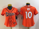 Women Denver Broncos #10 Bo Nix Orange Baseball Stitched Football Jersey