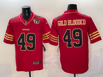 Men's San Francisco 49ers #49 Goldblooded Red/Gold With 75th Patch Vapor Untouchable Limited Jersey