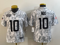 Women Denver Broncos #10 Bo Nix Arctic Camo 2024 F.U.S.E. Salute to Service Limited Jersey