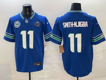 Men's Seattle Seahawks #11 Jaxon Smith-Njigba 2025 F.U.S.E. Royal 50th patch Vapor Untouchable Limited Jersey