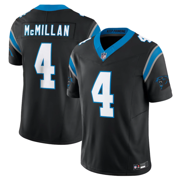 Men's Carolina Panthers #4 Tetairoa McMillan Black 2025 Draft F.U.S.E. Vapor Limited Jersey
