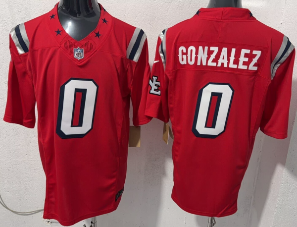 Men's New England Patriots #0 Christian Gonzalez Red F.U.S.E. Vapor Limited Jersey