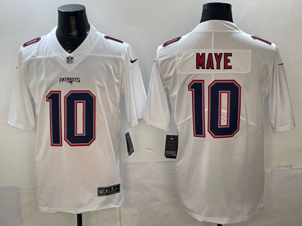 Men's New England Patriots #10 Drake Maye White Vapor Limited Jersey