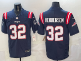 Men's New England Patriots #32 TreVeyon Henderson Navy Vapor Limited Jersey