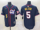 Men's Oakland Athletics #5 Jacob Wilson Navy 2025 All-Star Edition Limited Stitched Jersey