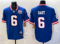 Men's New York Giants #6 Jaxson Dart Royal 2025 Draft F.U.S.E. 100th Season & State Jersey