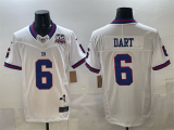Men's New York Giants #6 Jaxson Dart White 2025 Draft F.U.S.E. 100th Season & State Jersey