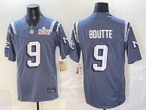 Men's New England Patriots #9 Kayshon Boutte Storm Blue 2025 F.U.S.E. Super Bowl LX Patch Jersey