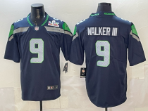 Men's Seattle Seahawks #9 Kenneth Walker III Navy 2025 F.U.S.E. Super Bowl LX Patch Vapor Jersey