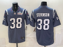 Men's New England Patriots #38 Stevenson Storm Blue 2025 F.U.S.E. Super Bowl LX Patch Jersey