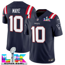 Men's New England Patriots #10 Drake Maye Navy 2025 F.U.S.E. Super Bowl LX Patch Vapor Limited Jersey